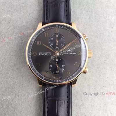 Swiss Grade Clone IWC Portuguese Rose Gold 7750 Chronograph Grey Dial